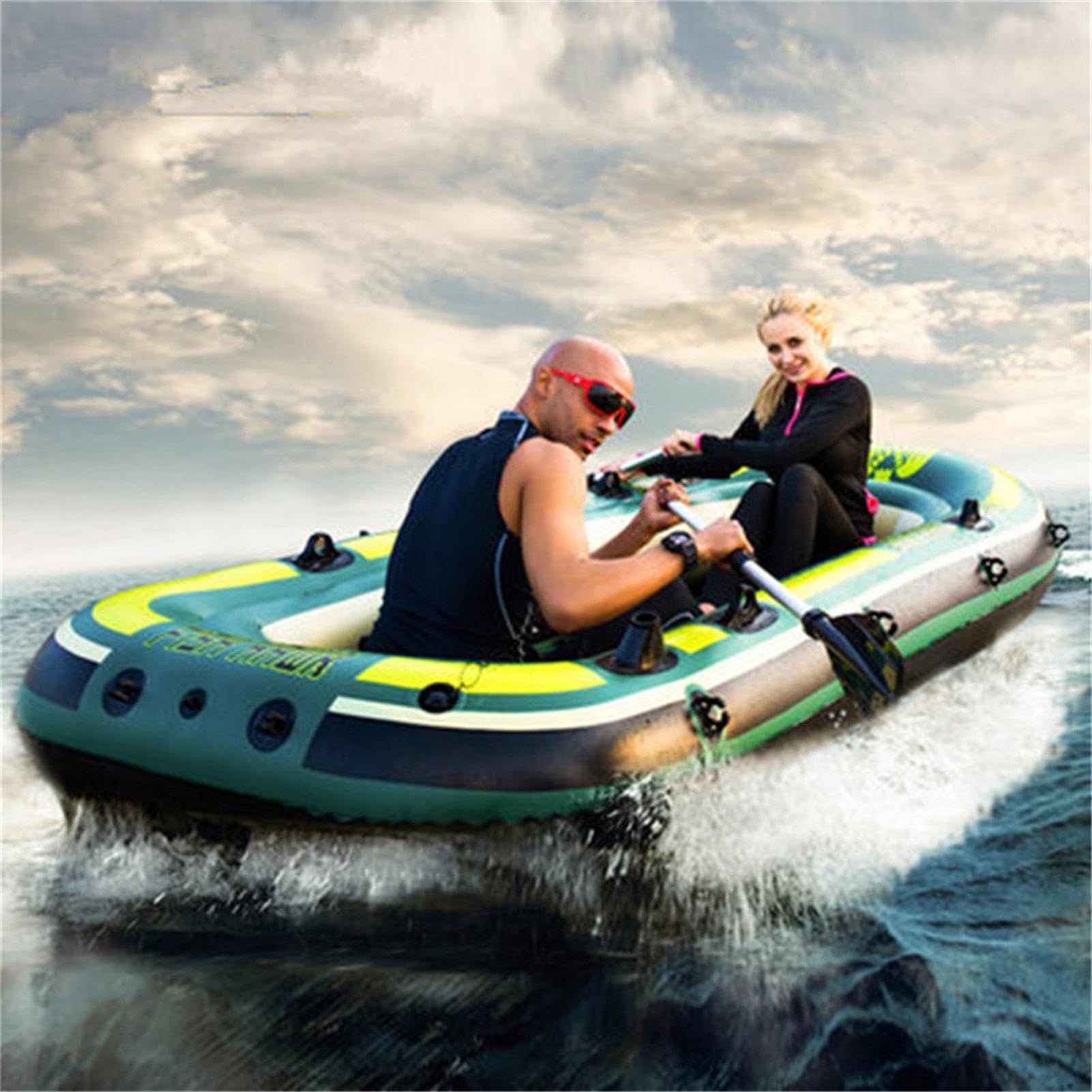 Kit de kayak – Barco de pesca inflable, serie de botes inflables de PVC resistente, para 2/3 personas, flotador inflable para barcos de piscina para pesca, exploración marítima, río y mar