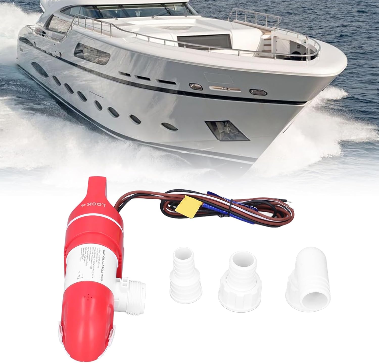 Low Profile Bilge Pump, 1100GPH/4160LPH Boats Pump, Electric Automatic Stainless Steel 360 Degree Series Bilge Pumps for Narrow and Awkward Bilge Space