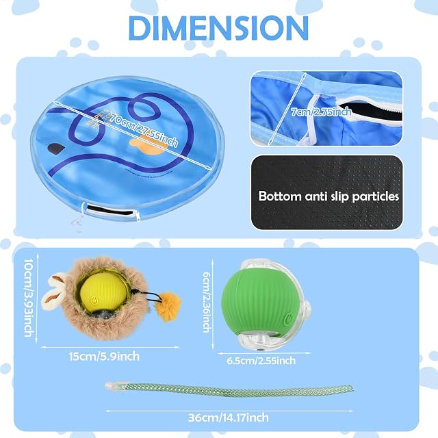 Foto 6 de 6 de 2 Pelotas Gatos Interactivas Automático con 1 Alfombra de Juego