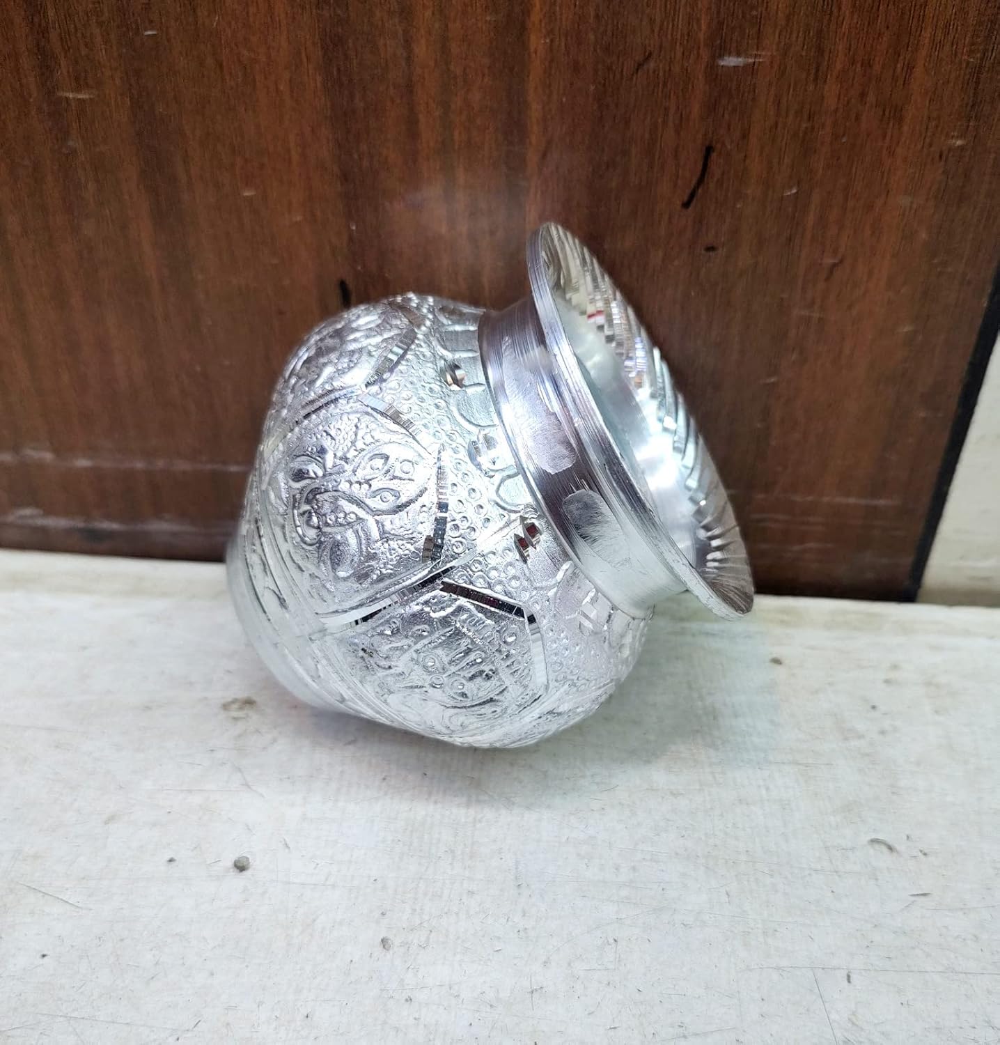 Silver Handmade Plain Small Kalash or Pot, Unique Vintage Design Special Silver puja Article, Water Milk Kalash