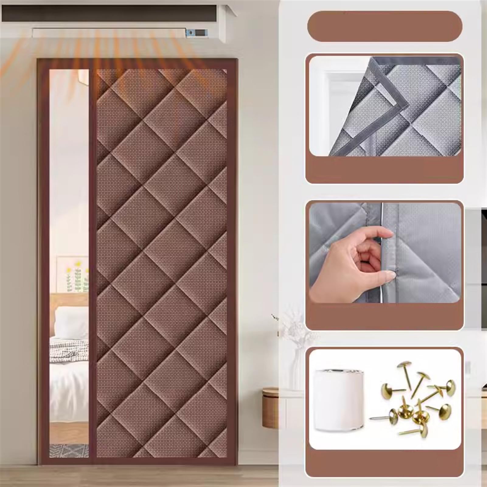 Liveinu Cortina Térmica Magnética con Aislante Térmico Para Puerta Insonorizante Impermeable Cortina Mosquitera Magnética Para Puertas con Térmica y Aislante para Puertas Correderas, de Patio