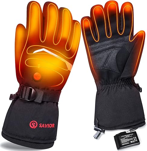 Miniatura 1 de SAVIOR HEAT Guantes térmicos con batería para hombre y mujer, guantes de motocicleta eléctricos impermeables con pantalla táctil, guantes de