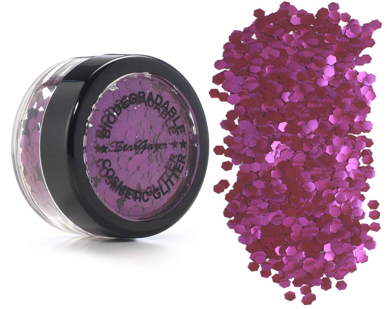 Stargazer Biodegradable Chunky Glitter Shaker - Fushia. Festival Friendly Biodegradable Cosmetic Glitter