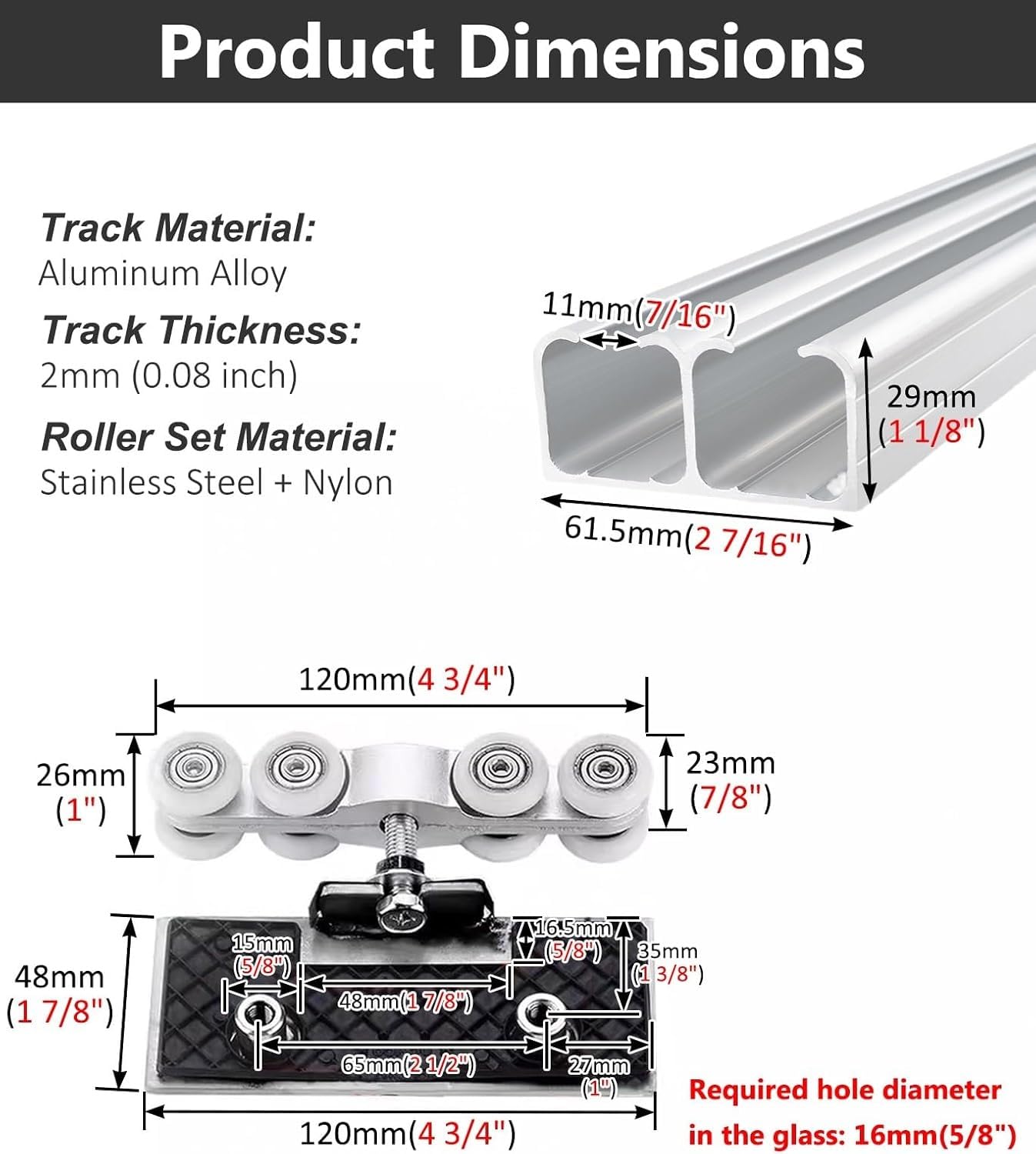 Kit de Herrajes para Puertas Correderas de Cristal de Doble Hoja para Cocina, Guía de Aluminio de Doble Carril de 70 a 400cm para Tabiques(90cm (3.0ft))