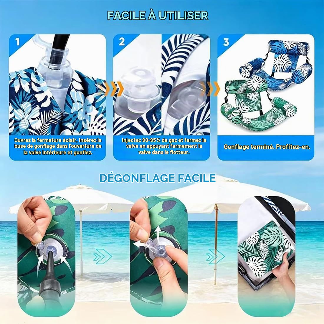 Le Fauteuil Flottant Premium Gloovi, Fauteuil Flottant De Piscine Gonflable, Bouée Piscine Matelas Piscine Géant, Chaise Flottante pour Fêtes, été, Plage, Lac, Aquatique