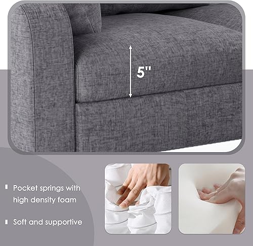 Miniatura 5 de DHHU Fine Funiture - Juego de sofá modular reversible, sofá en forma de L con otomana para sala de estar, apartamento, oficina, gris