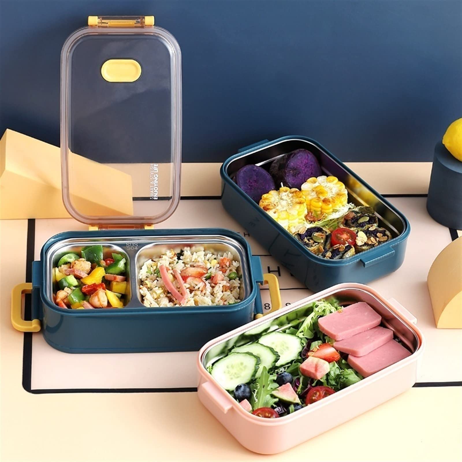 Scatola di Cibo, Bento Boxes Portatile Microonde Contenitore for Il Pranzo Isolato Multistrato Cena Scatole for la Colazione Student School Office Pi(Pink)