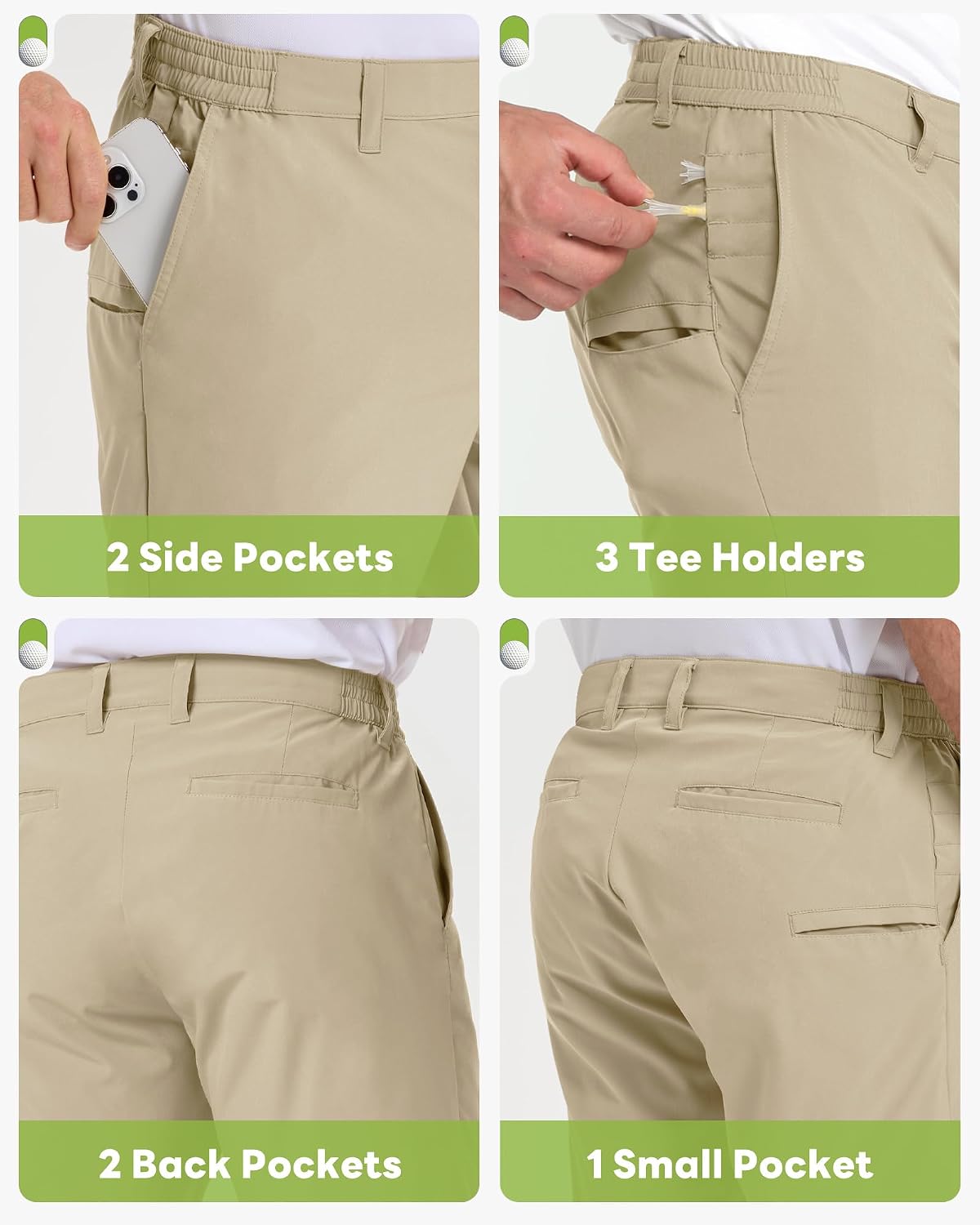 Outdoor Ventures Mens Golf Shorts 9 Inch Inseam Dry Fit Stretch Lightweight