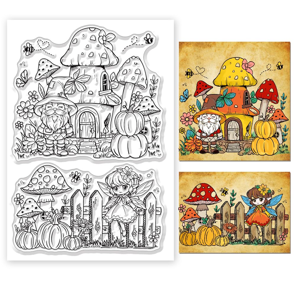 ORIGACH Spring Elf Gnome and Mushroom Clear Stamps for Card Making Transparent Silicone Stamps for DIY Scrapbooking Journaling Photo Album Crafts Suppplies — image 1
