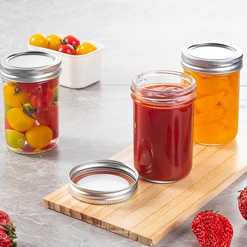 Miniatura 10 de SKOCHE Tarros Mason de 16 onzas con tapas herméticas y bandas, tarros de tamaño de pinta ideales para enlatar, miel, fermentación, decapado,