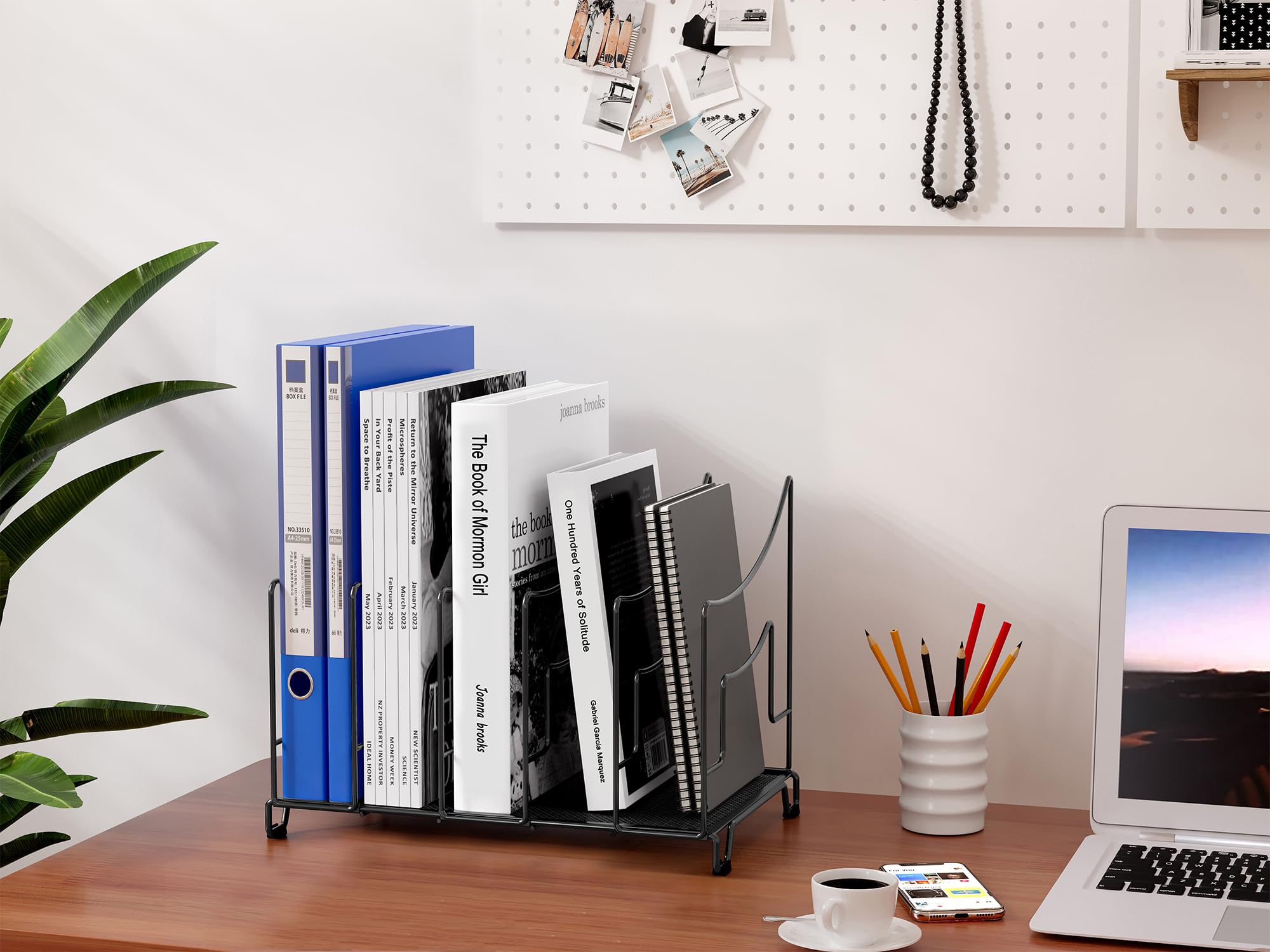 EasyPAG 5 Compartimentos Metal Vertical Estante Revistero A4 Organizador Escritorio Soporte Archivador Almacenamiento Documentos Clasificador Papeles Bandeja Cartas,Negro
