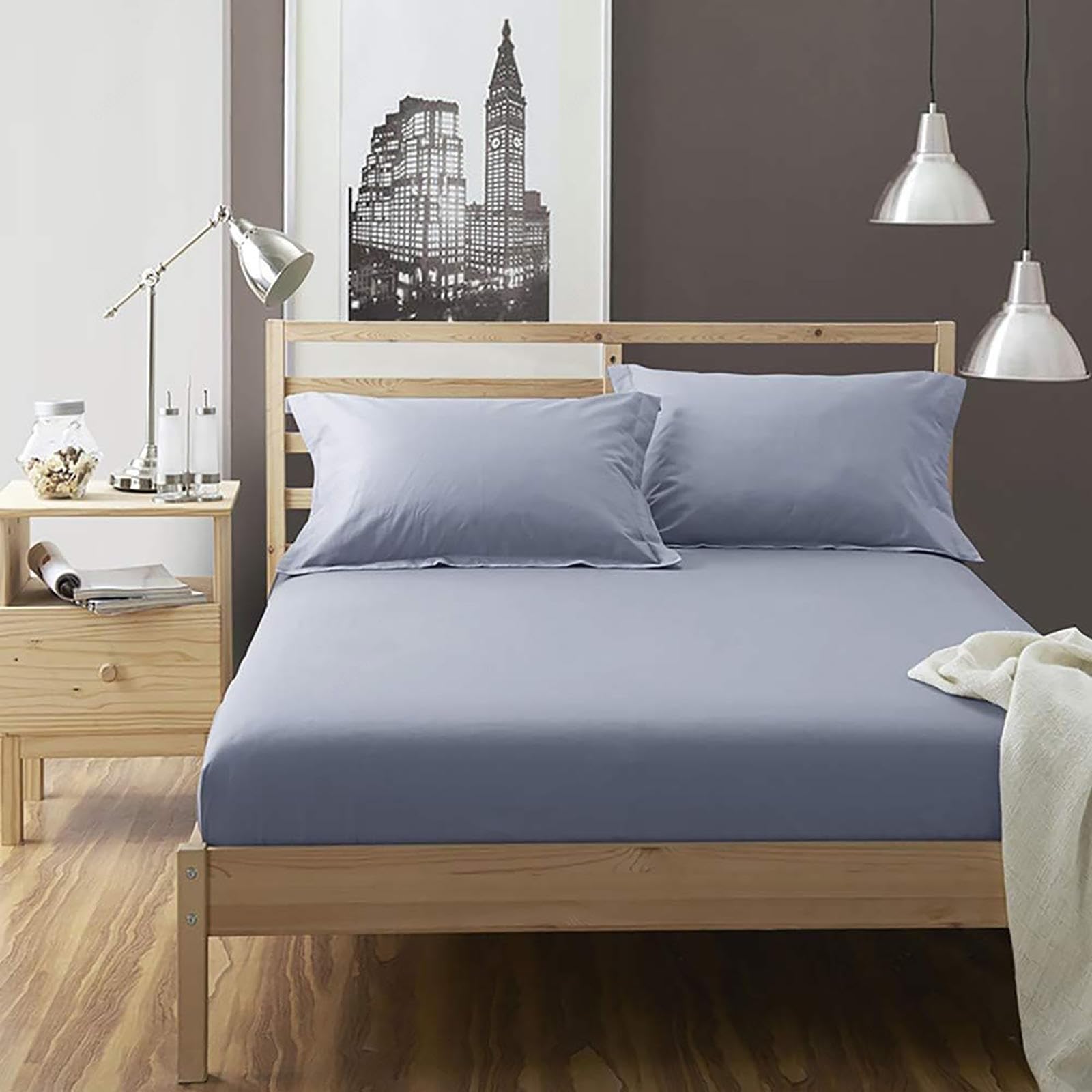 Premium Hotel Quality 1-Piece Fitted Sheet, Luxury & Softest Quality Bedding Fitted Sheet Deep Pocket up to 16, Wrinkle & Fade Resistant - Elastic Sheet,D-Queen:150x200cm"