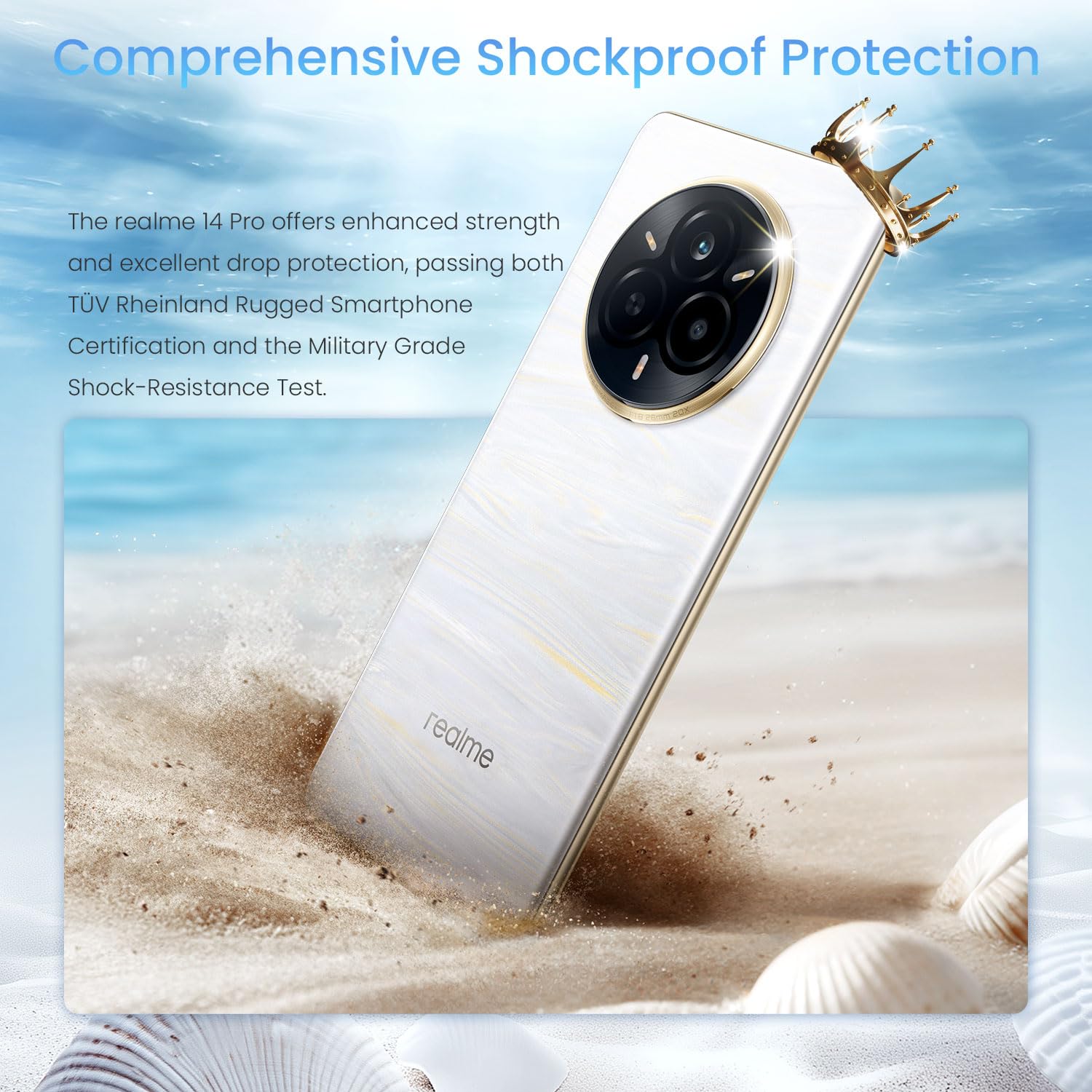 realme 14 Pro Smartphone 5G 12+512GB,Pearl White, 6.72 Pouces d'écran incurvé, 120Hz d'affichage, 45W SuperVOOC, 5130 mAh de Batterie, 50 MP de caméra, Dimensity 7300 Energy, IP69