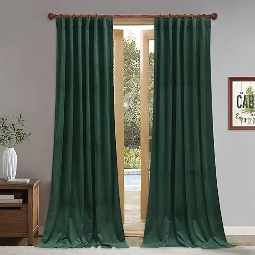 StangH Cortinas verdes de terciopelo, cortinas extralargas para oscurecer la habitación del dormitorio, cortinas para sala de estar, cortina