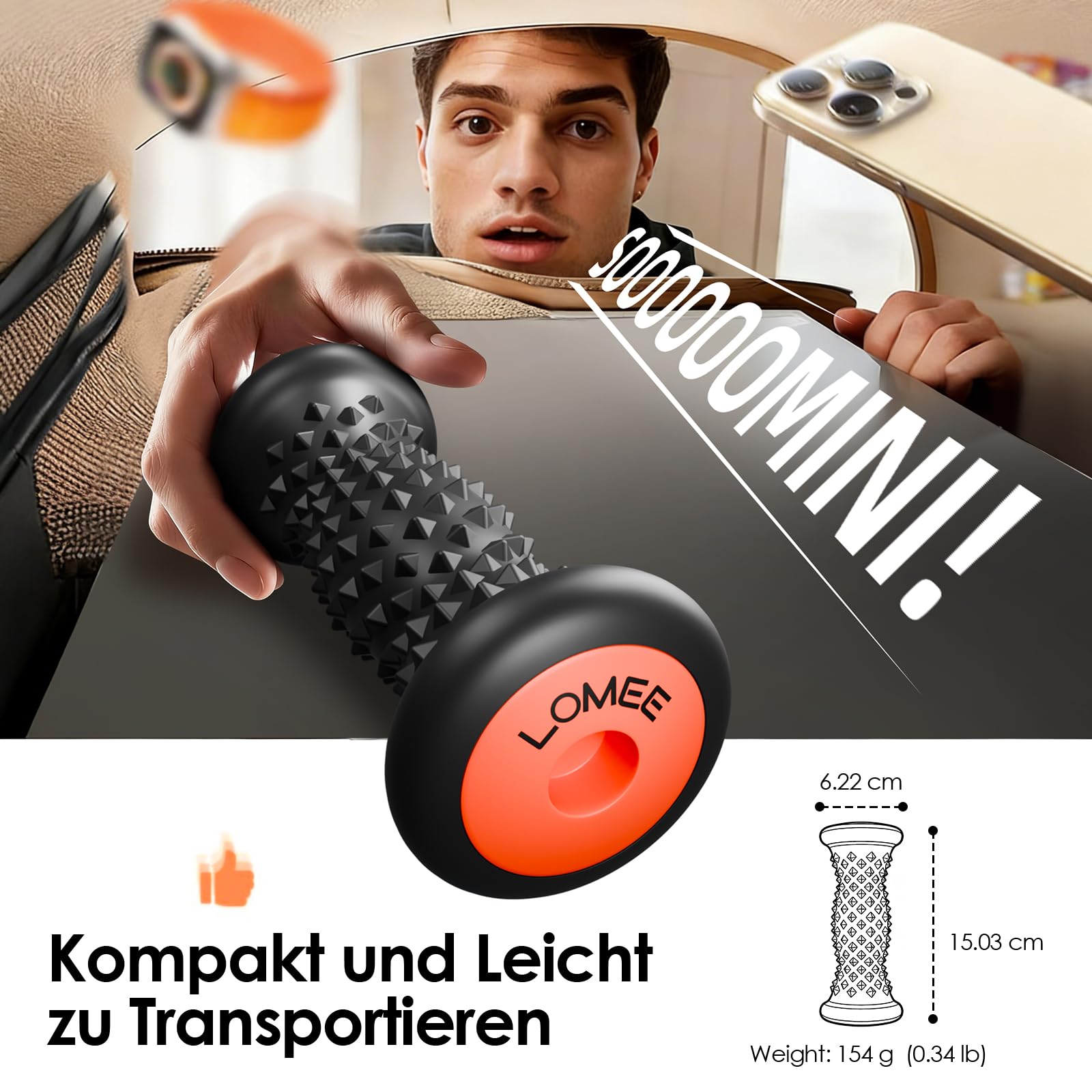 Fußmassagerolle für Plantarfasziitis, Fußgewölbe & Fersenschmerzen | Tiefengewebsmassage, Ergonomisches Fußdesign mit Abgerundeter Oberseite