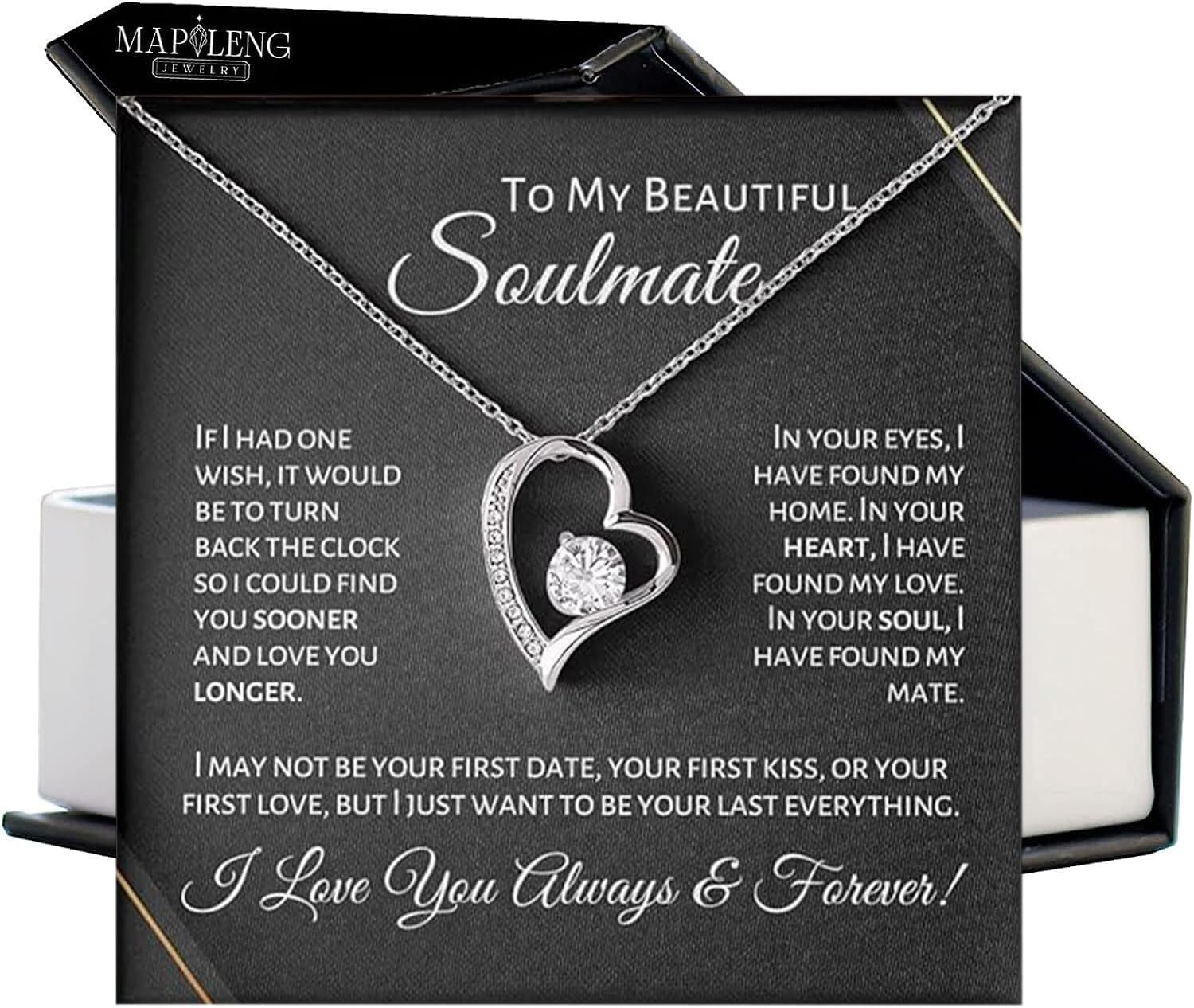 To My Soulmate Necklace For Women, Funny Gifts For Girlfriend, Personalized Christmas Presents For Girlfriend, Best Birthday Meaningful Gift Ideas For Wife, Women Romantic Jewelry For Her Anniversary
