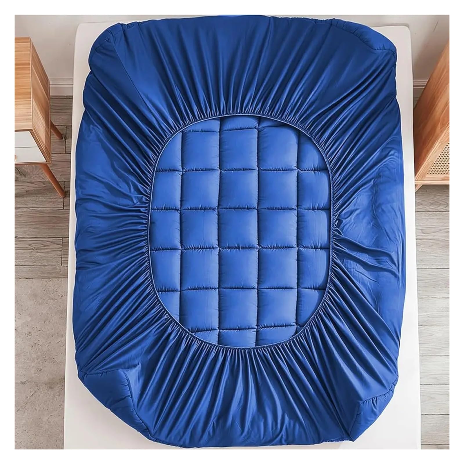 Protector de colchón refrescante, Acolchado y Ajustable, cubrecolchón Transpirable para Cama(Gray,Queen-60x80inch)