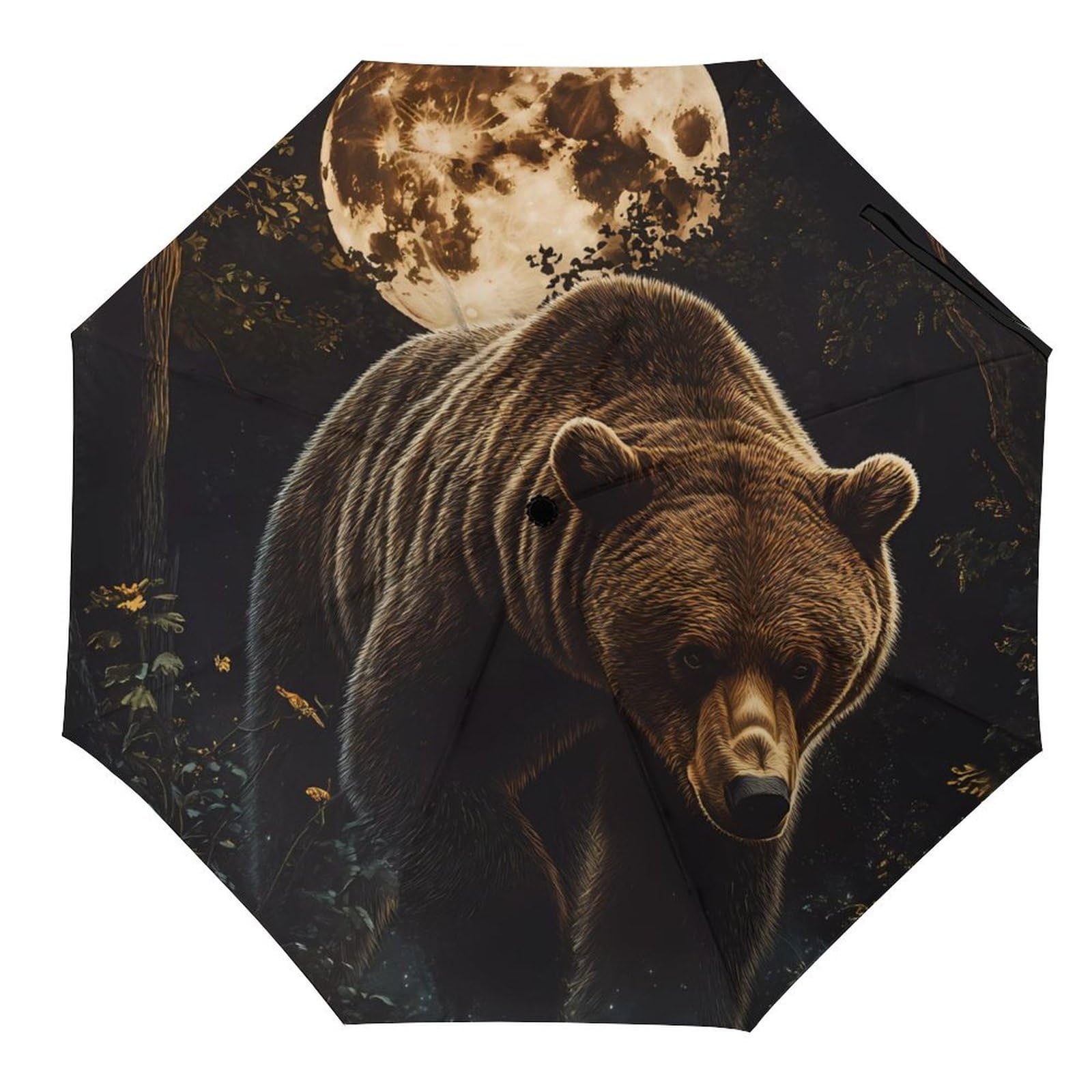 Smazdfxx As Pic Grizzly Bear Walking Through S Windproof Travel Compact Umbrella Folding Automatic Umbrellas