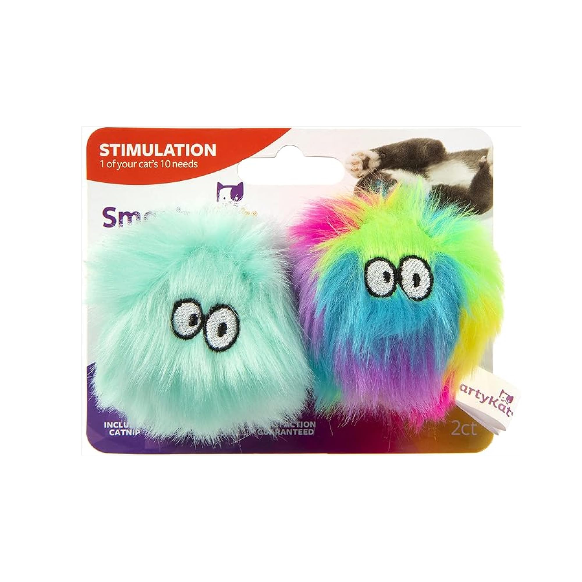 SmartyKat (2 Count Fuzzy Friends Plush Catnip Ball Cat Toys