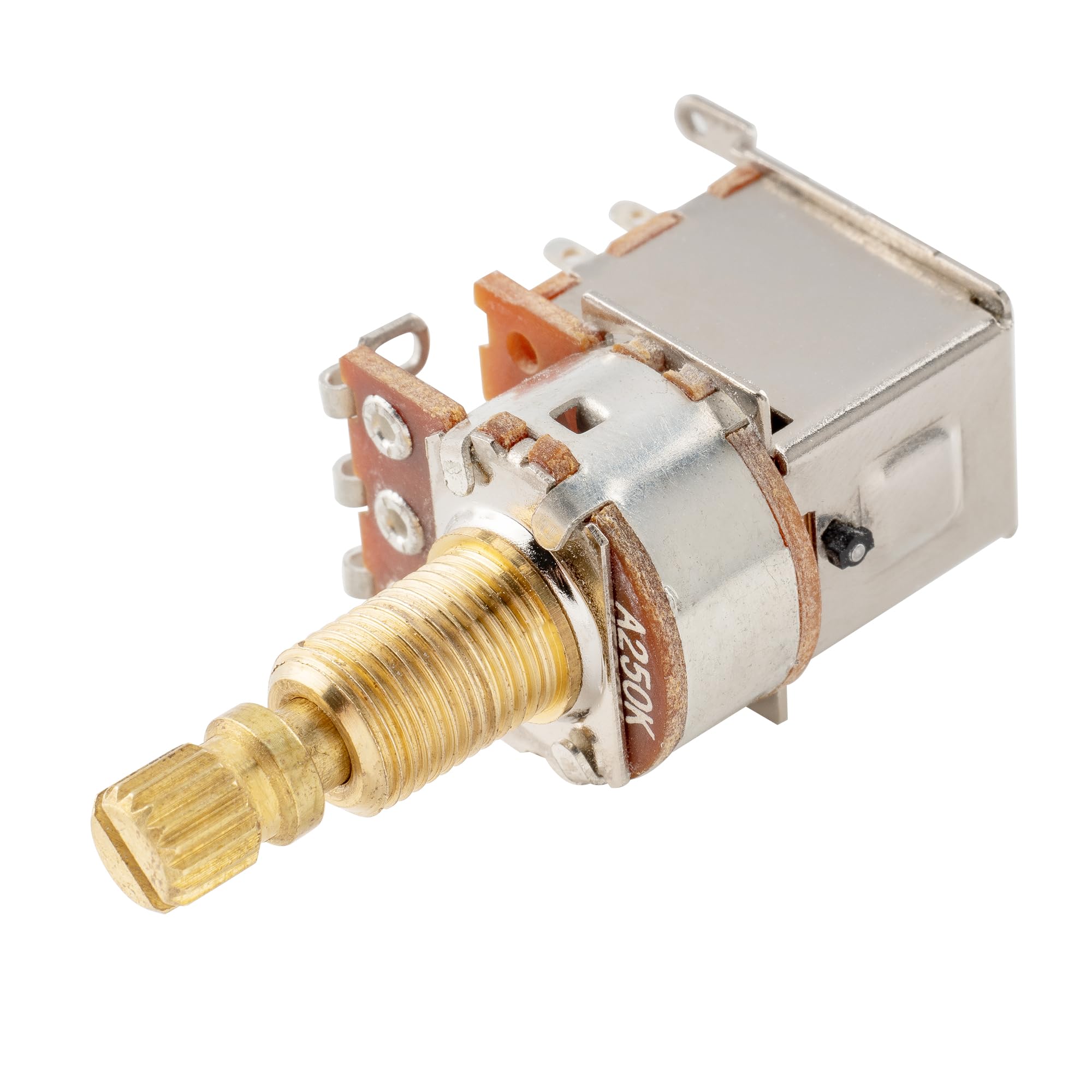 Musiclily Pro Brass Full Metryczna Potencjometr Gitaryowy Push Push A250K Logarytmiczny do Gitary Elektrycznej i Basowych (2 szt.)
