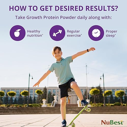 Miniatura 8 de NuBest Alto polvo de proteína para niños y adolescentes - Proteína en polvo de chocolate con algas rojas calcio, probióticos, Omega 3-6-9, vitamina