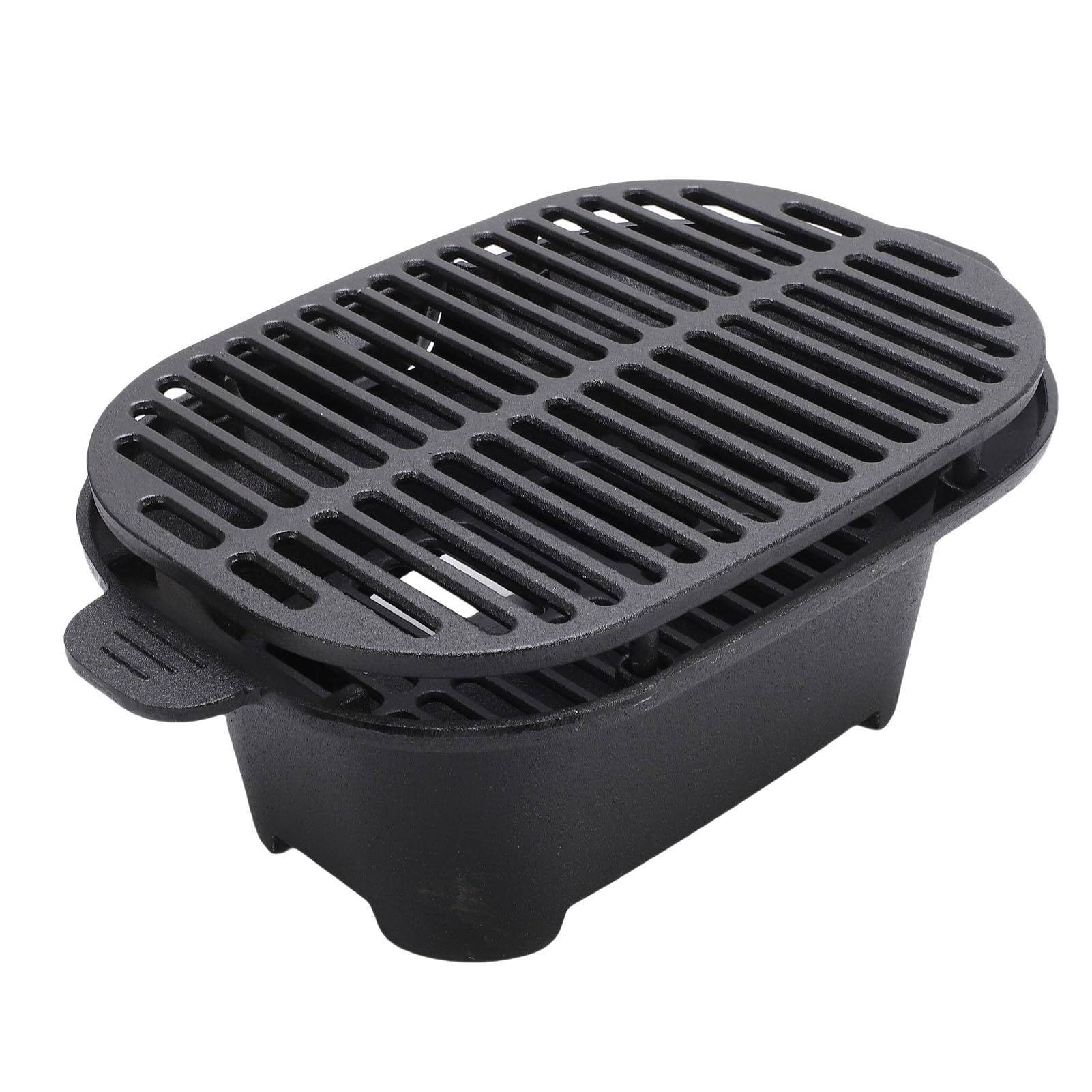 Vikye Grill de Camping en Fonte Compacte, Barbecue Hibachi pour Cuisson en | Rétention de chaleur longue durée, Cuisson efficace avec un minimum de charbon de bois, Conception portable et légère,