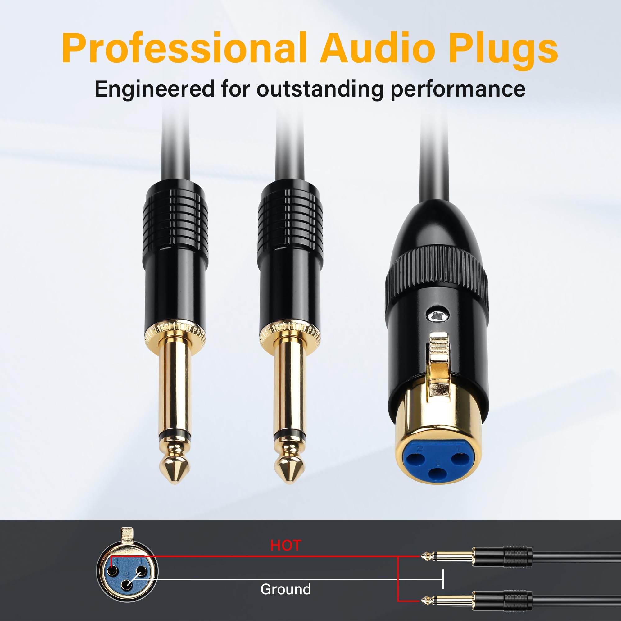 Cavo Xlr Femmina Jack 6,3 Bilanciato Cavo Audio XLR A 1/4 Pollice PNGKNYOCN - 50cm Per Microfoni E Altoparlanti Cavo XLR A TRS 6.35mm