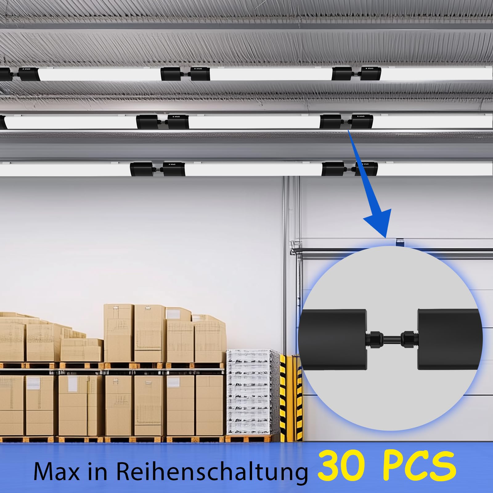 ANTENLICHT LED Feuchtraumleuchte 60CM mit 18W 1980Lumen Kaltlweiß 5000k, Einfache Montage Wannenleuchte Flach Deckenleuchte Wasserfest IP65 Werkstattlampe für Büro Keller Garage, Schwarz