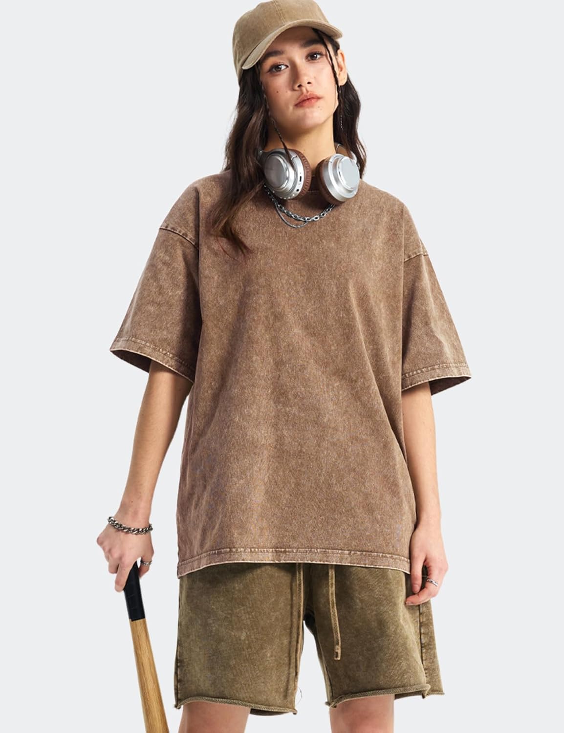 Yimoon 4 Pack Women's Oversized T-Shirts Acid Wash Boyfriend Cotton Tee Shirt Loose Fit Vintage Unisex Streetwear Tops - Image 2