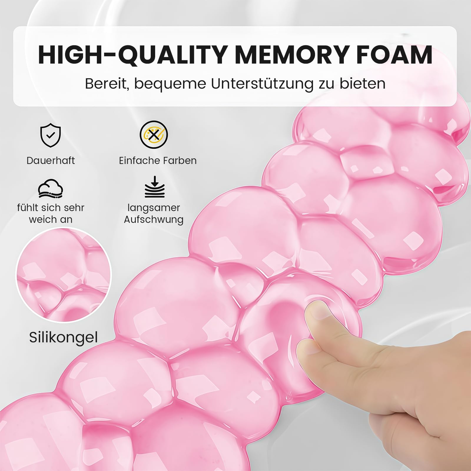Juego de accesorios para gaming, reposamuñecas teclado y alfombrilla de ratón, reposamuñecas teclado para aliviar el estrés, rosa Cloud Desk
