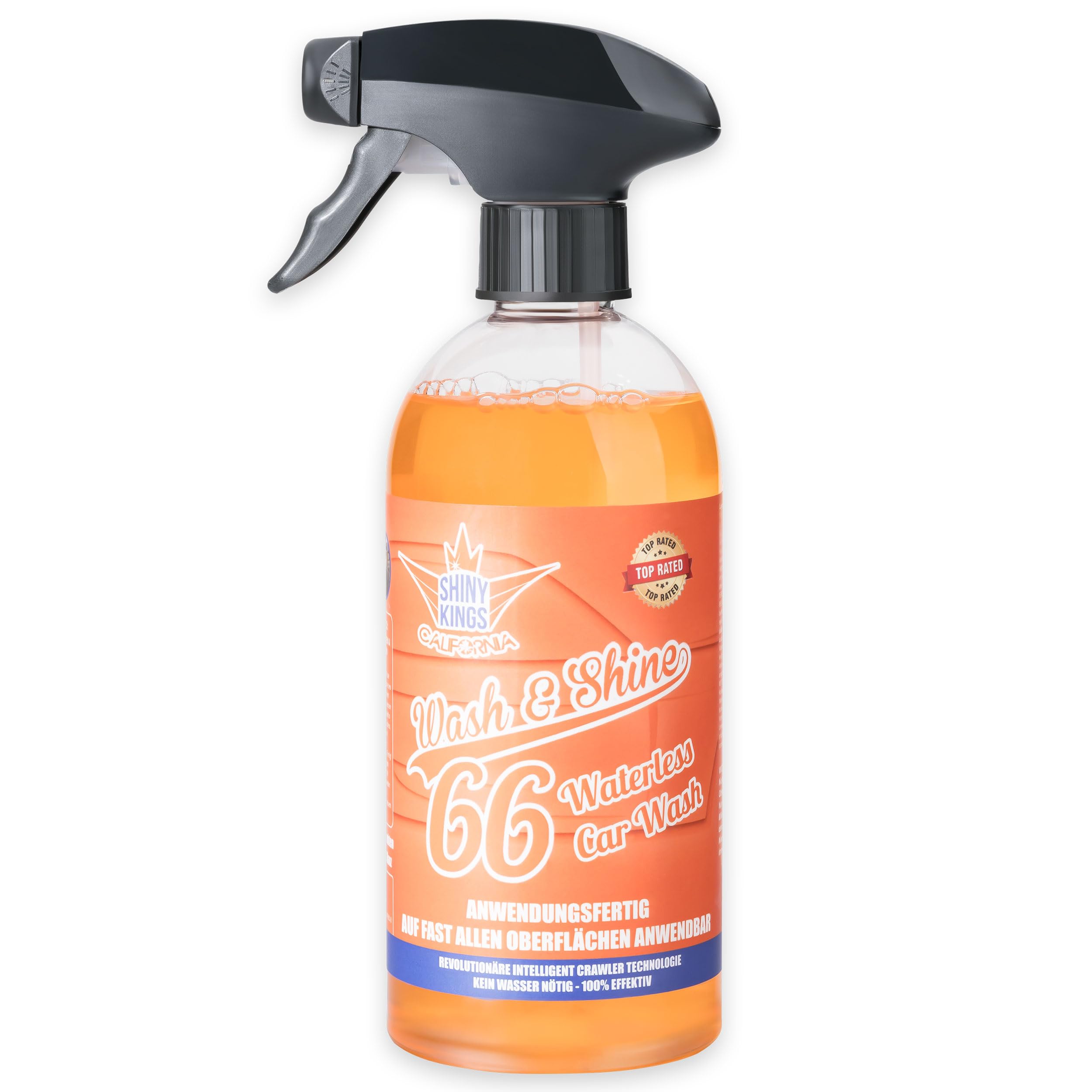 Shinykings Wash&Shine 66 WATERLESS Car Wash | Ultra Car Shine Effect | Powerful Car Soap for All Surfaces | Scratch-Free Car Cleaner | 16.9 fl.oz.