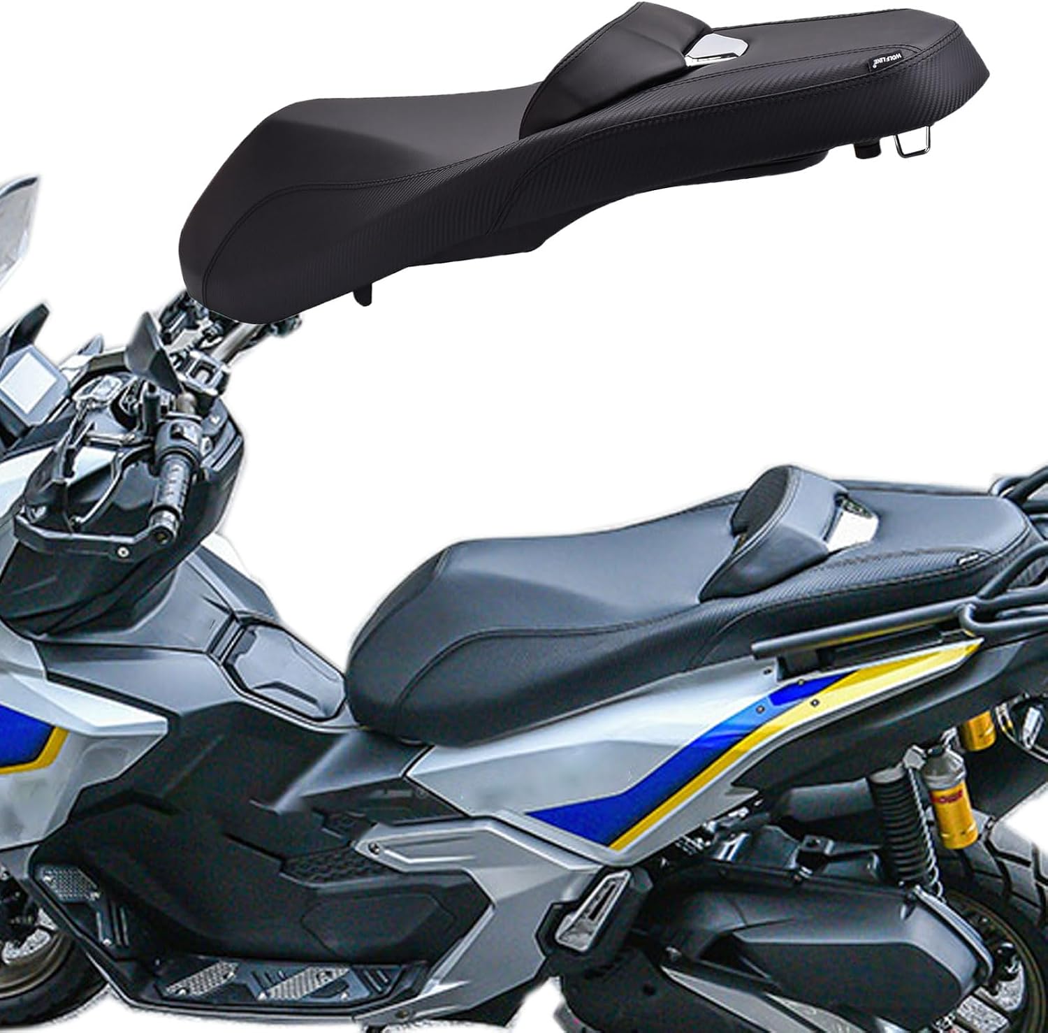 Motorbike One-Piece Complete Seat Rear Rider Passenger Seat Pillion Cushion Detachable Dual Double Cushion Compatiable for ADV 160 ADV160 Accessorie 2022-2024 (Black)