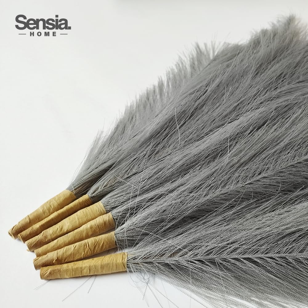 109 cm, sztuczny wysoki, 3 szt., puszysta, duża trawa pampasowa, boho, dekoracja, kwiatowe pompony do dekoracji, wypełniacz wazonu podłogowego, długie, sztuczne suszone kwiaty, do domu i pokoju, szare