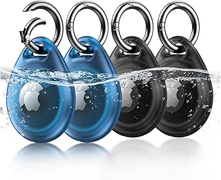 UNBREAKcable AirTag Holder, Waterproof AirTag Keyring, [4-Pack] AirTag Case for Apple AirTag with Anti-Scratch, Anti-Lost Design, Full-Body Covered AirTag Holder for Pet Collar, Keys, Bags