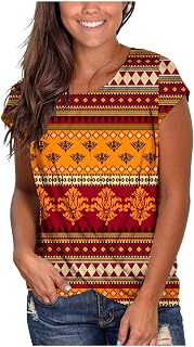 Womens Plus Size Summer Tops Casual Loose Fit Shirts Fashion Shirt Loose T-Shirt Top Plus Size Graphic T-Shirt Loose Fit Blouses Vintage Print Tunic Tops Summer