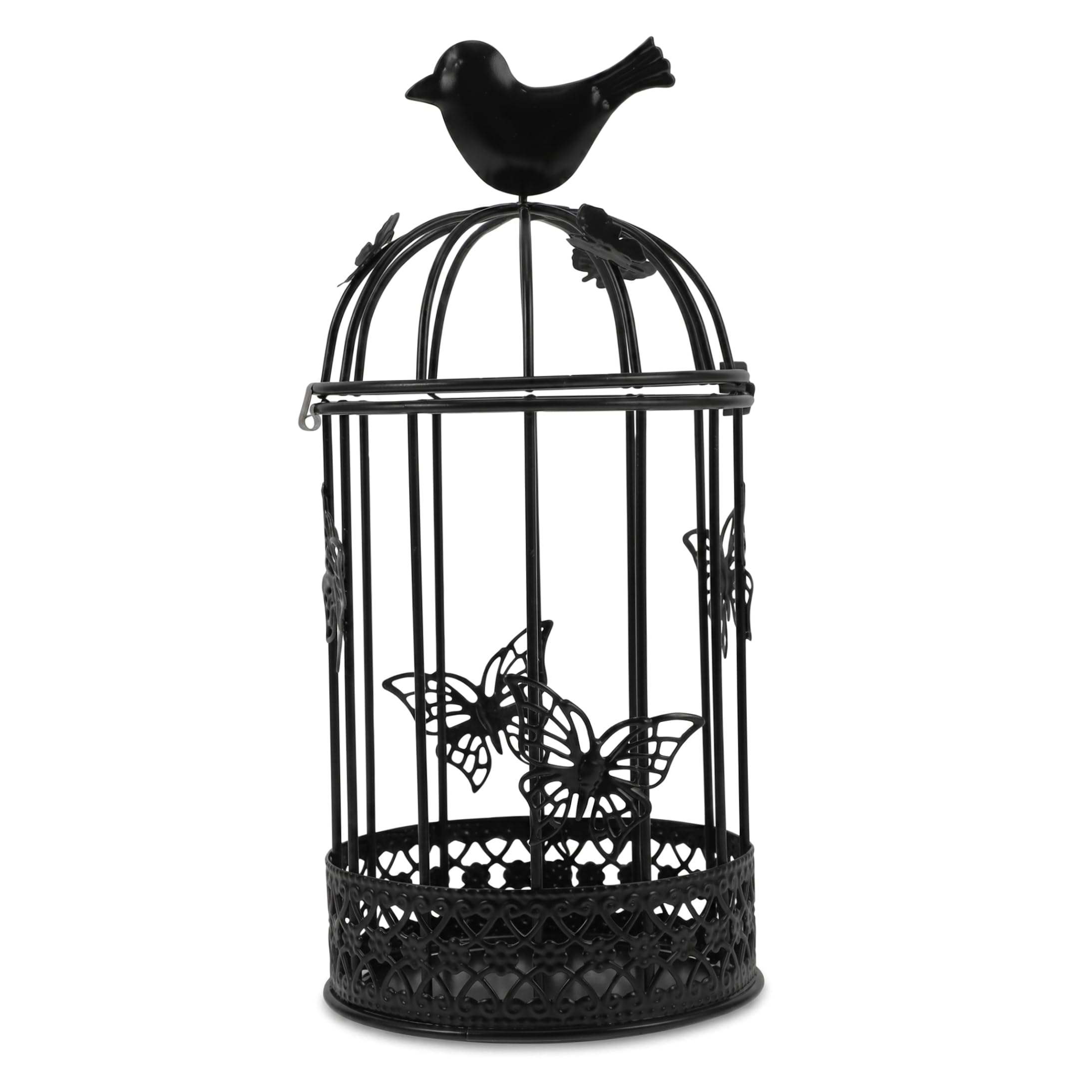 Neptuiby Decorative Bird Cage Candle Stick Holders, Vintage Candle Holder Iron Tealight Holder with Butterfly Cutouts, Black.