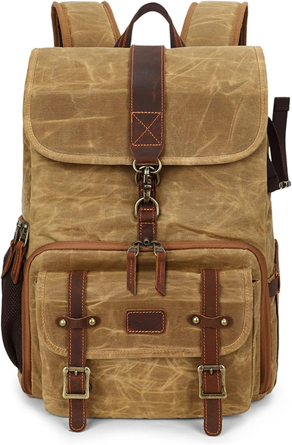 Mochila antirrobo de gran capacidad con compartimento para laptop, bolsa de fotografía de lona para hombres y mujeres, Amarillo Marrón, One Size