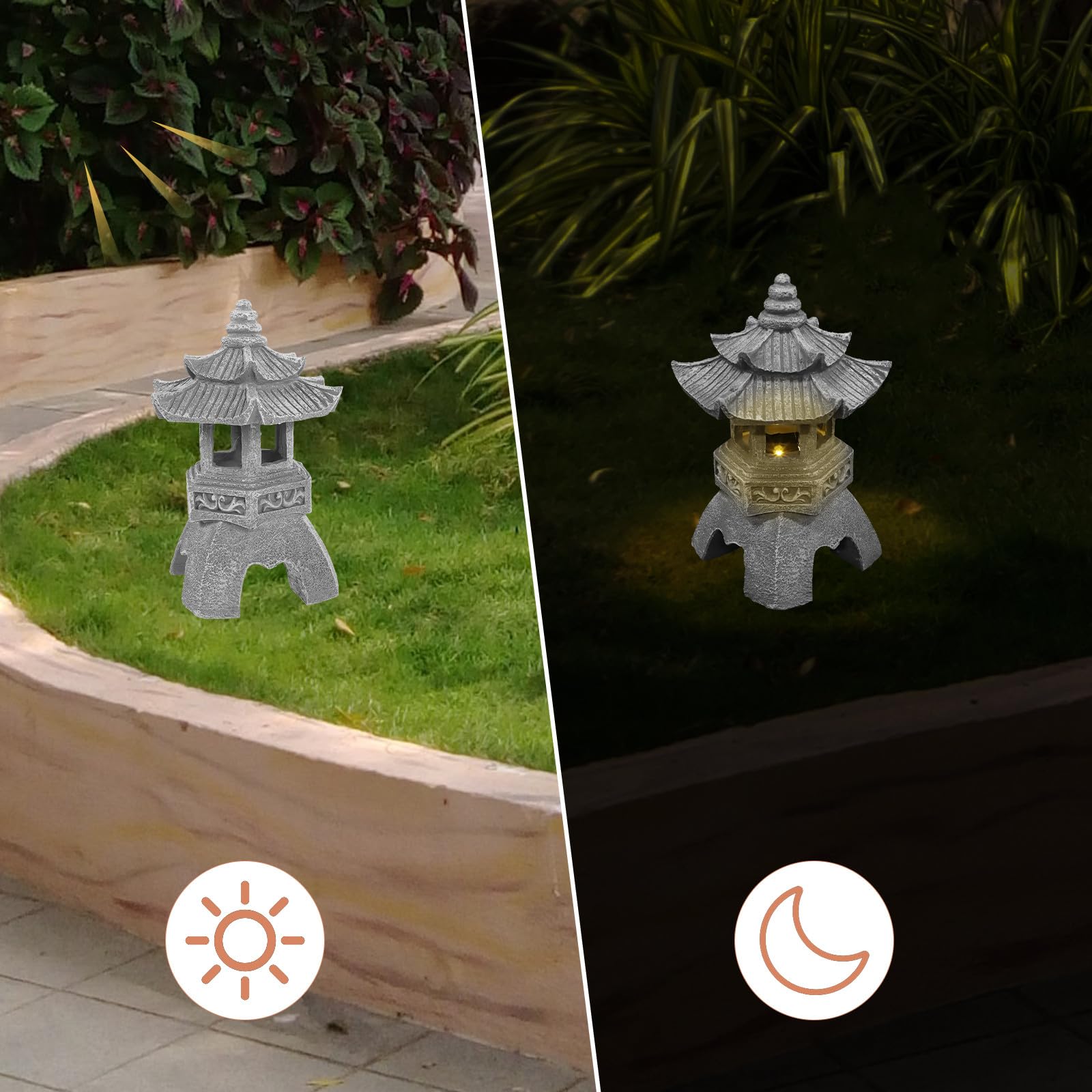 Solar Garten Harzlampe aus Kunstharz Wetterfest für Garten | Dekorative Landschaftsleuchte, Kreative Farboptik, Geeignet für Innen und Gartendekoration