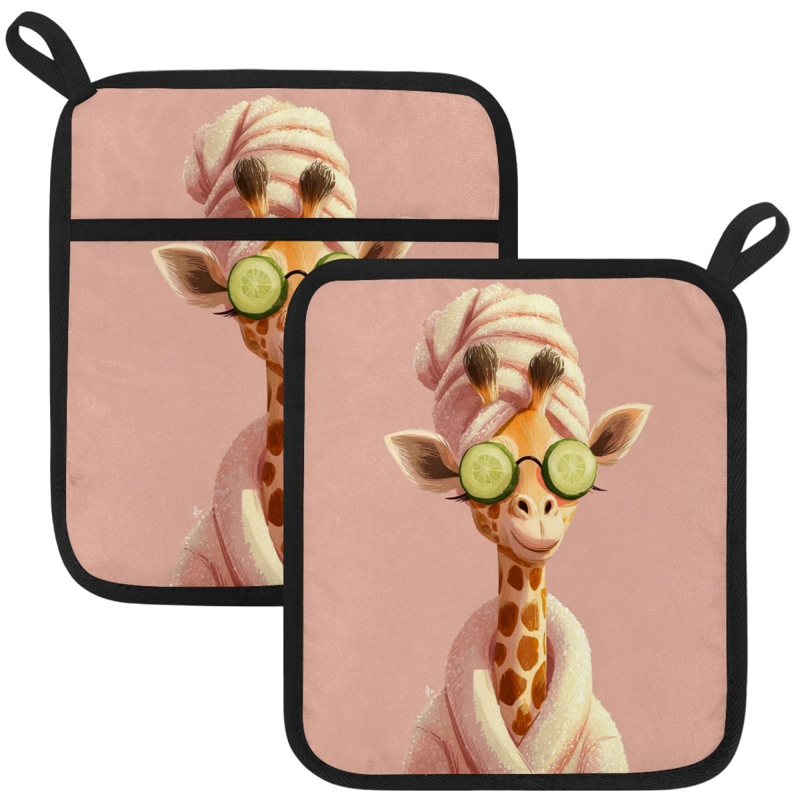 VAPOKF Shower Giraffe Pot Holder, Heat Resistant Oven Cloths, Potholders & Oven Gloves, for Kitchen Cooking & Baking, Thick & Safe, Protection of Hands From Hot Utensils