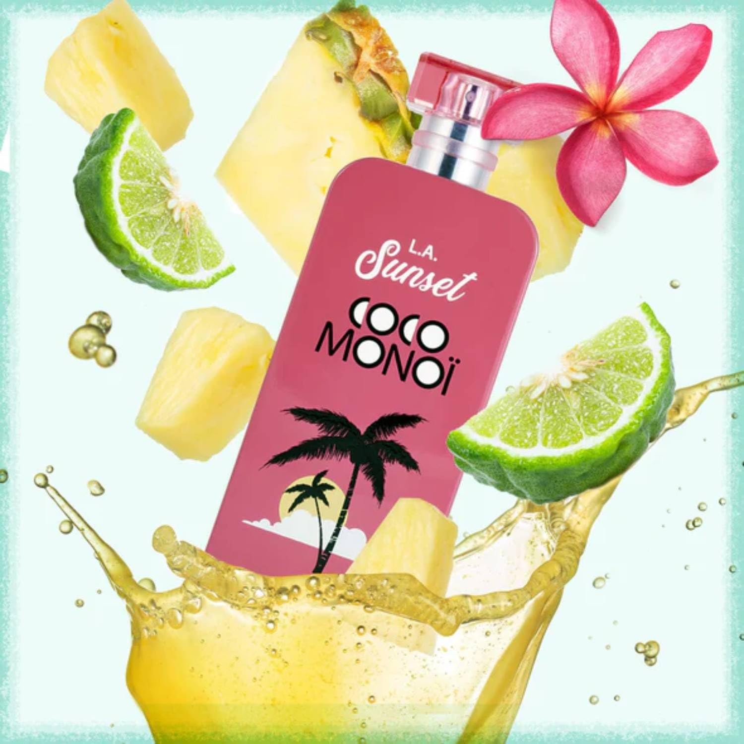 L.A Sunset Profumo Donna Eau de Toilette 100 ml – Spray Floreale Tropicale, Note di Cocco e Monoi, Fragranza Estiva Leggera, Con Olio Multifunzione in Omaggio, Formato Viaggio 30 Ml
