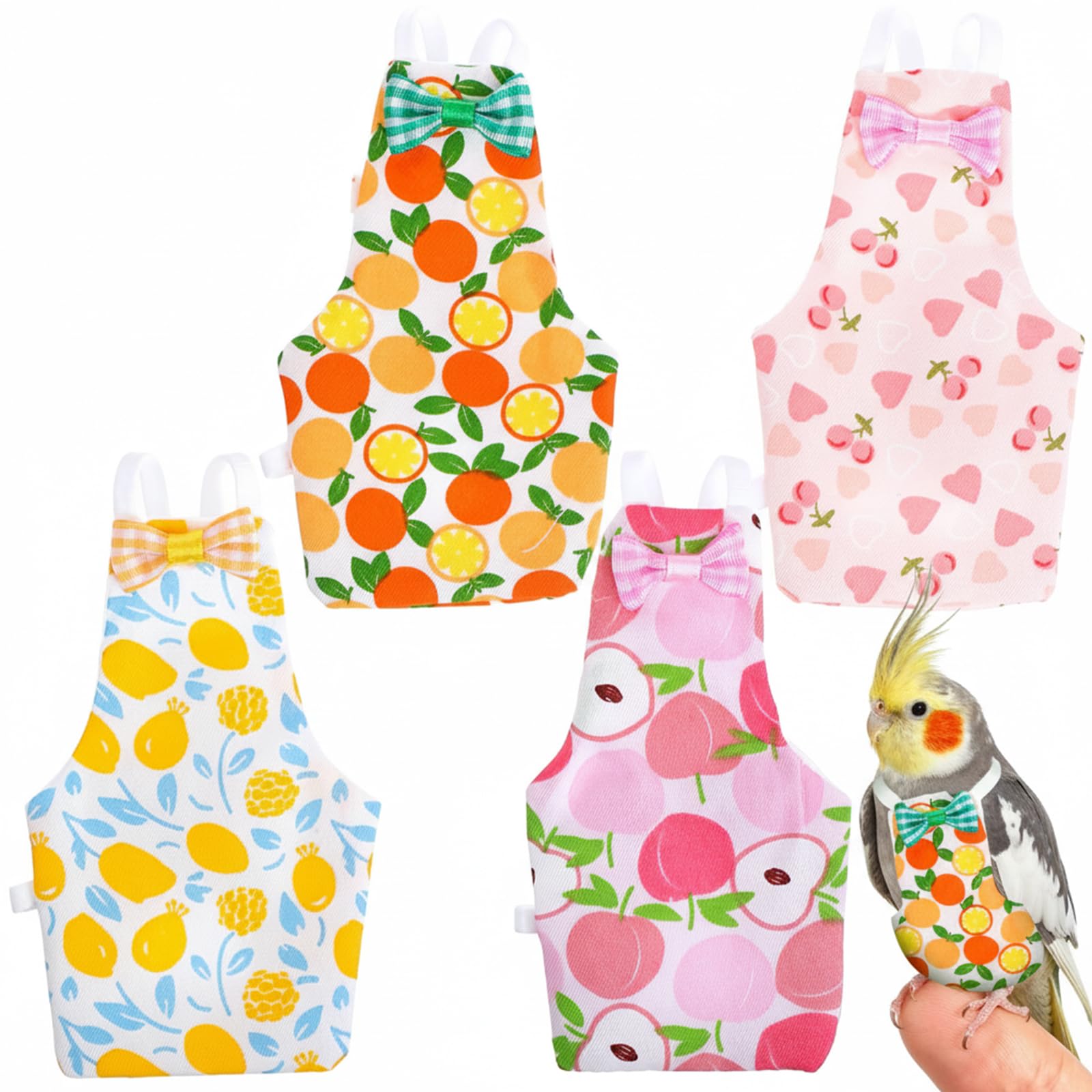 Photo 1 of HJZHII 4 Pcs Bird Diaper, Parrot Diapers with Waterproof Inner Reusable Flight Suit Cute Soft Bird Diaper Clothes for Parakeets Cockatiel Canary Monk Parakeet (L)