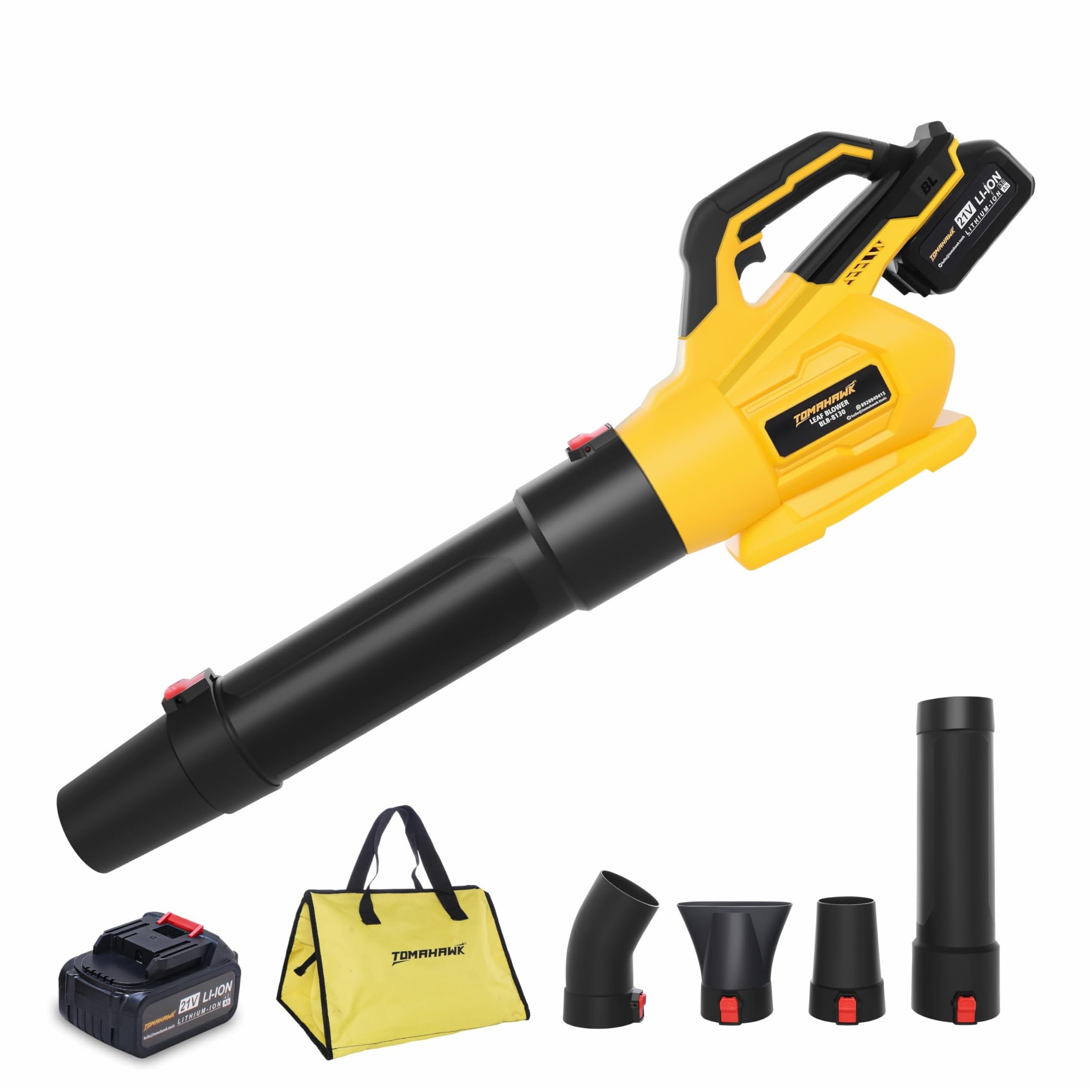TOMAHAWK® BLB-8130 Cordless Long Leaf Blower- 20V 3.0Ah Powerful 110MPH Electric Powered Handheld Variable-Speed Yard Blower for Lawn Care, Snow Blowing, Dust Cleaning-picture-10