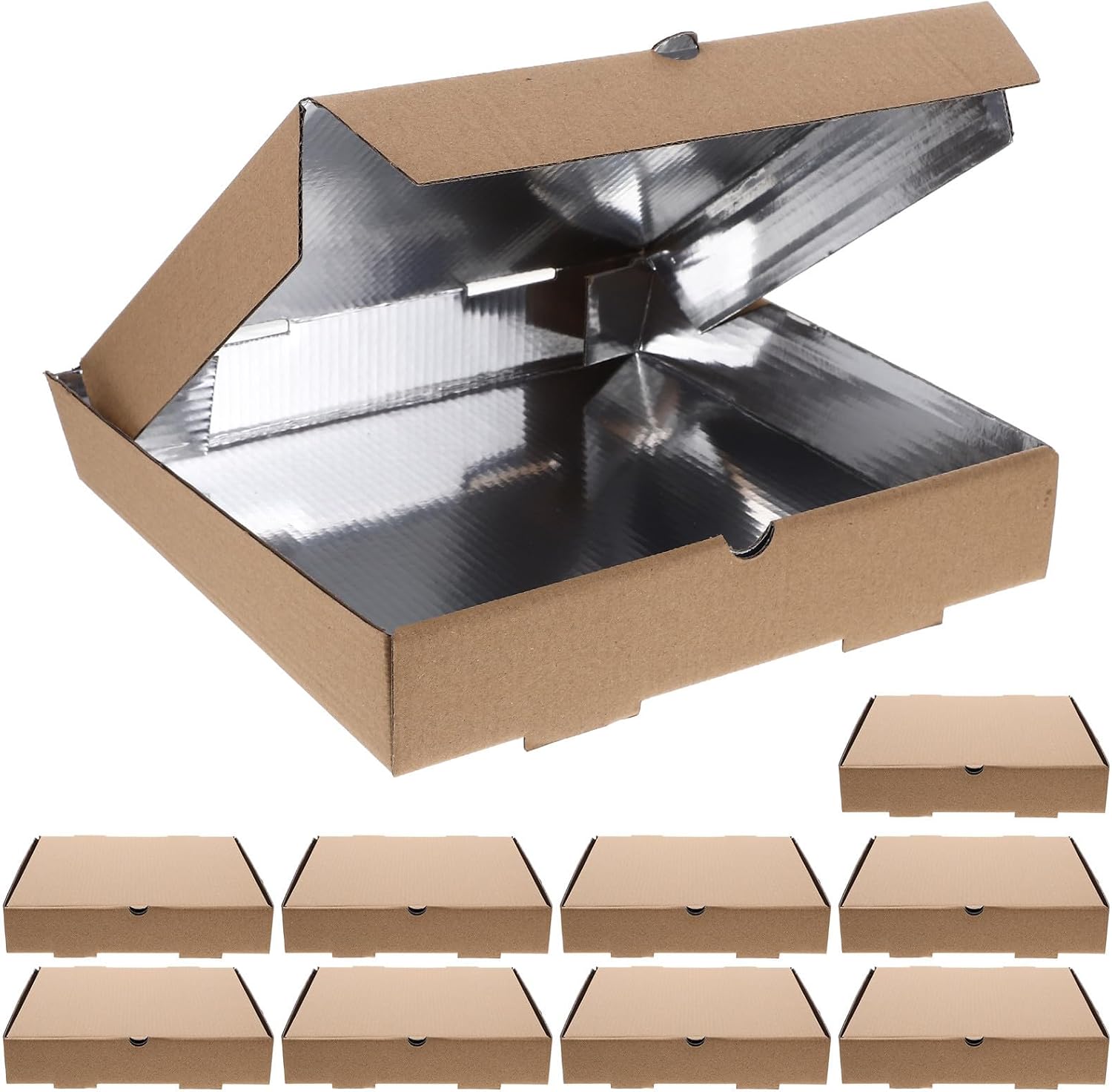 Milisten 10pcs 9-inch Corrugated Paper Pizza Takeout Boxes Aluminum Foil Lined Pizza Storage Cases for Restaurant and Picnic Use