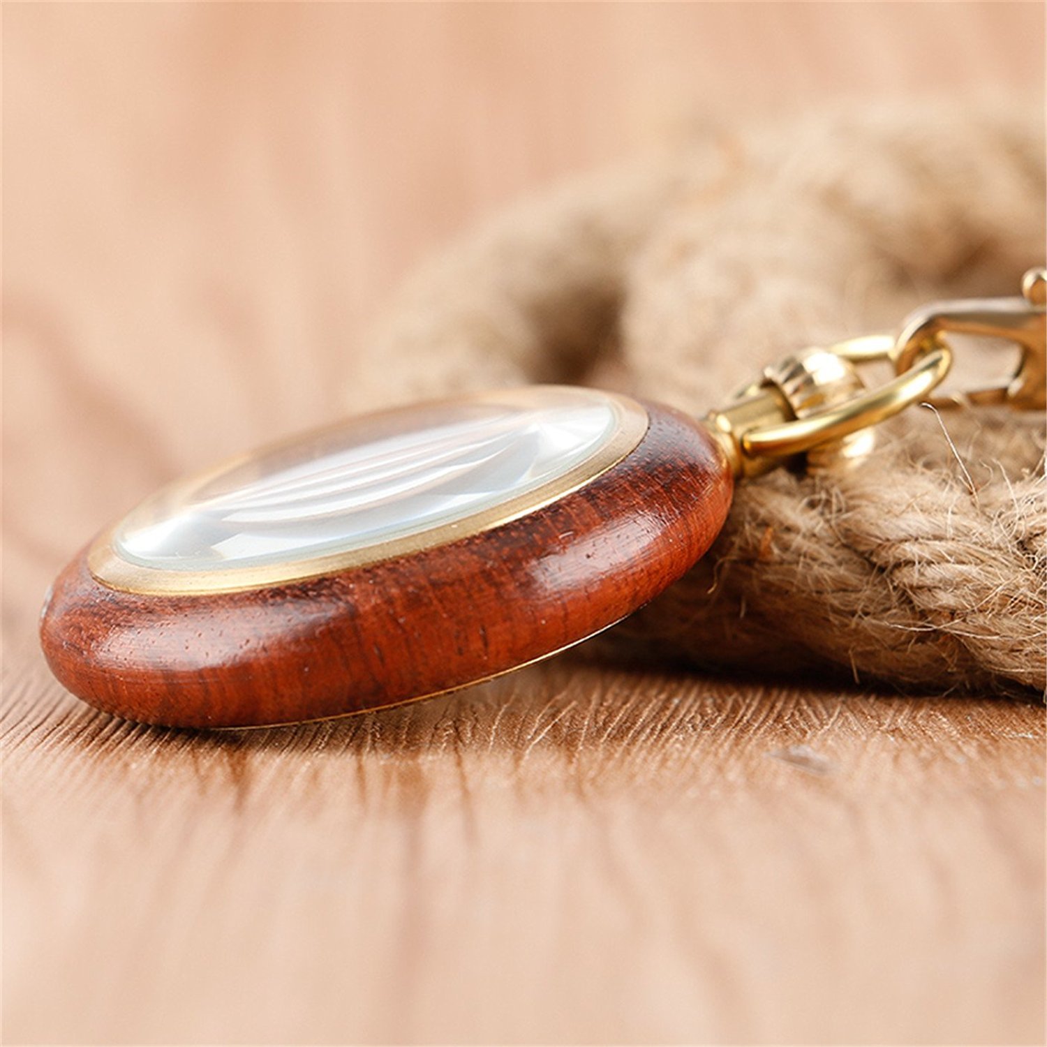 TREEWETO Montre de Poche mécanique en Bois à Chiffres Romains, Montre Gousset Ouverte pour Hommes et Femmes