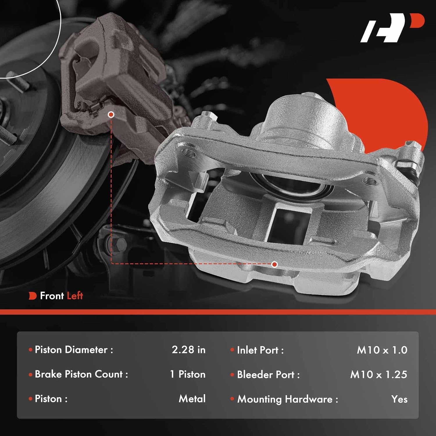 A-Premium Disc Brake Caliper Assembly with Bracket Compatible with Select Honda Models - Accord 2013-2017, HR-V 2016-2021 - Front Left Driver Side
