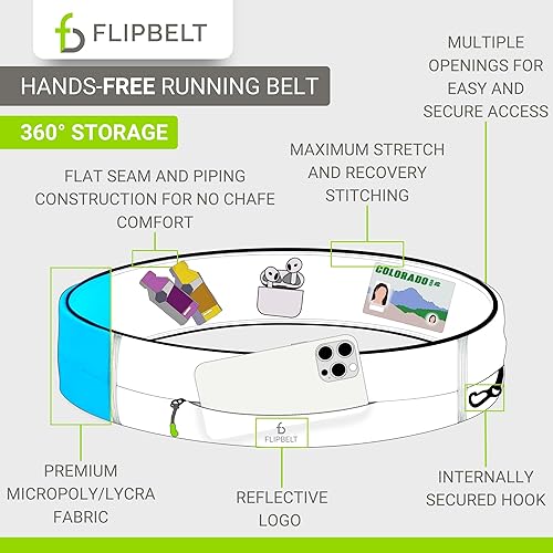 Vista 4 de FlipBelt Cinturón para correr con cremallera, riñonera para fitness y correr, empresa estadounidense