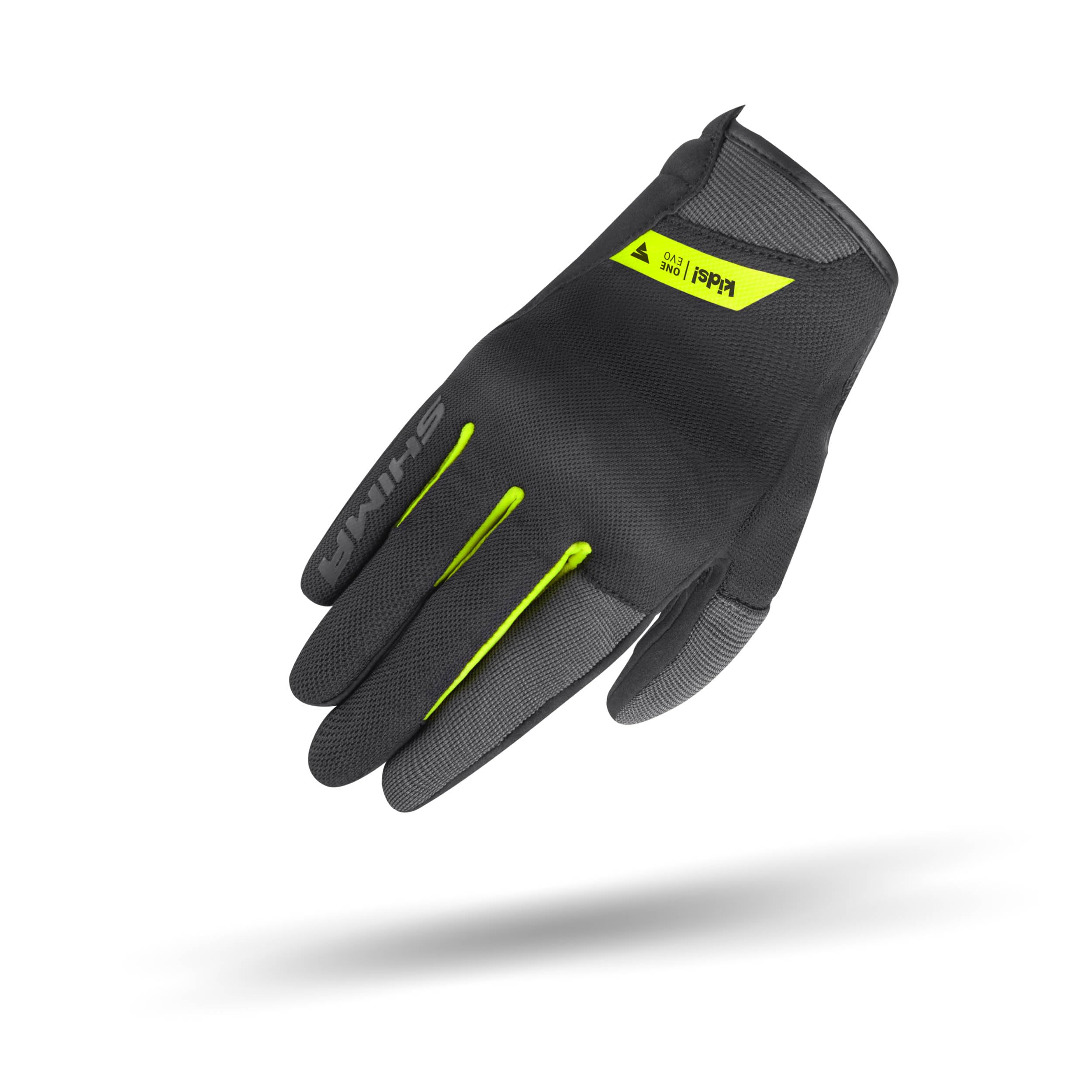 SHIMA ONE EVO Motorbike Gloves Kids Textile Short Summer Biker Armoured Protectors Motorcycle Perforated Ventilated Reinforced Motorsport Glove Lightweight Motocross Motorbikes (Children, Fluo, M)