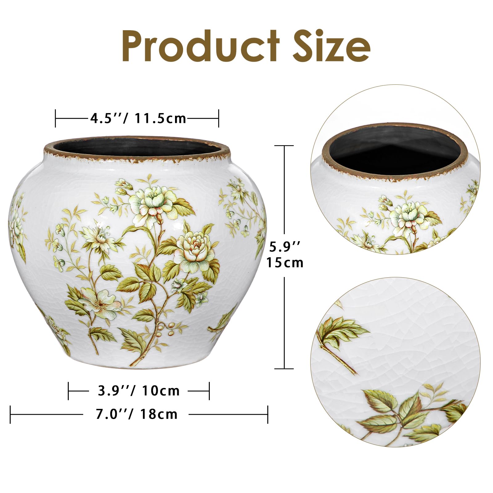 Hollyone Ceramiczny wazon glazurowany, 15 cm, dekoracyjny wazon na kwiaty, ręcznie robiona ceramika do dekoracji wnętrz, łazienki, świeżych kwiatów, sztucznych aranżacji kwiatowych, centralnego stołu
