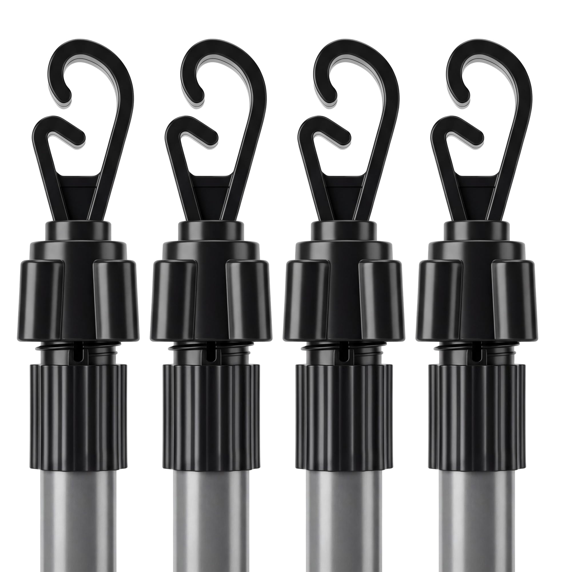 2.4M Telescopic Washing Line Prop Pole Metal Clotheslines Heavy Duty Home Garden Laundry Support Drying Line Poles Dry Clothes Drying Airer Washing Pole Extenedable to 2.4M Silver Pack of 4