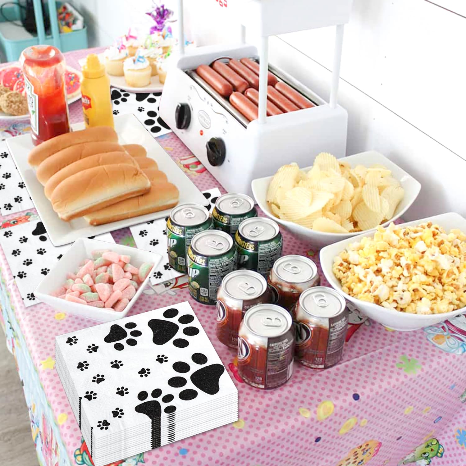 QUERICKY Hondenvormige dinerborden, papieren borden voor verjaardagsfeest, feestservies met hondenthema voor verjaardag, feest, babyshower, puppy-themafeestbenodigdheden (40 ct